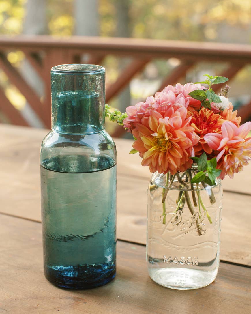 Handblown Hammered Glass Carafe: Blush