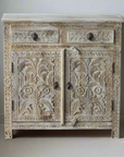 Adah Acid Wash Indian Carved Cabinet