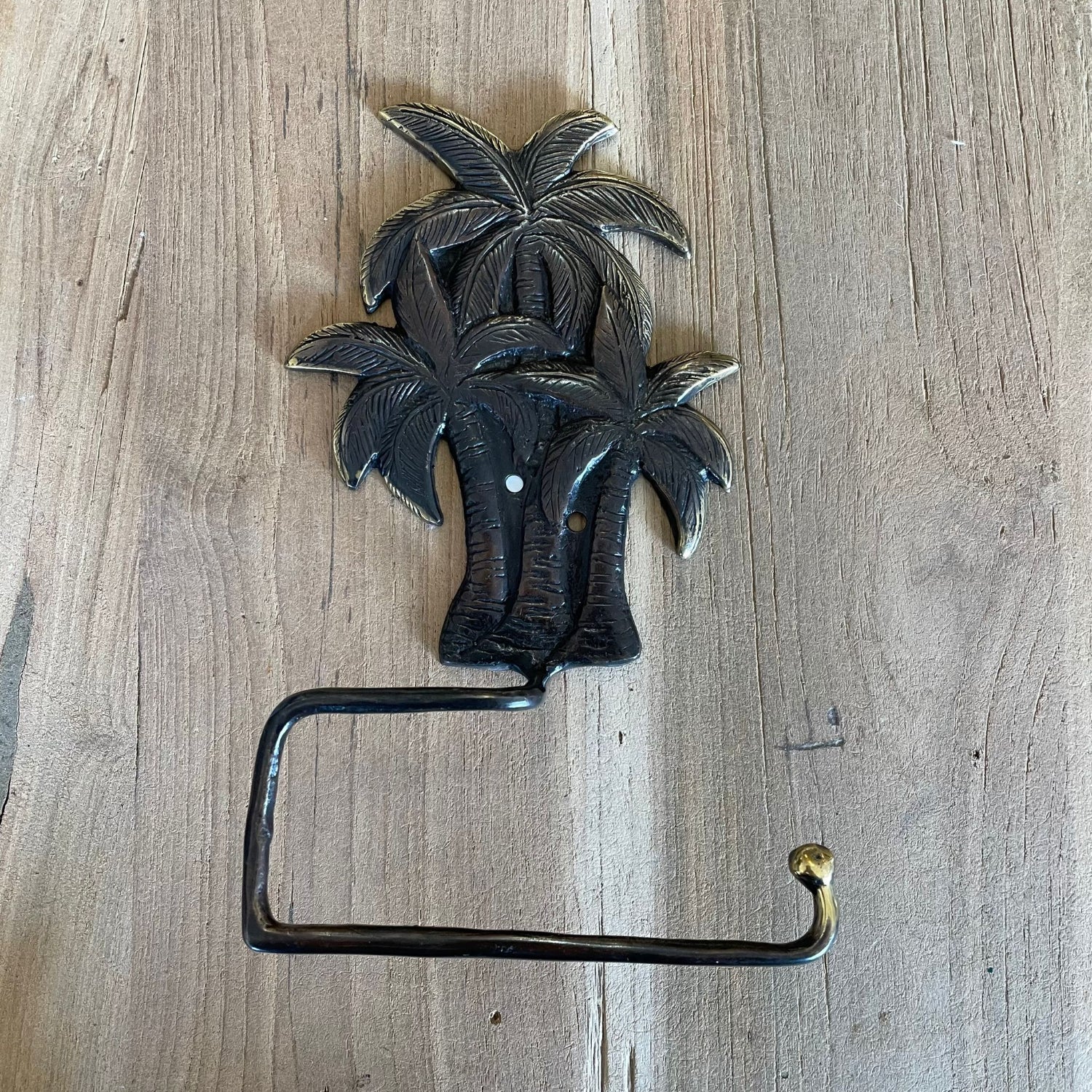 Aged Brass Oasis Palms Toilet Roll Holder