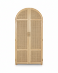 Arch Teak & Rattan Wardrobe - Full Shelves