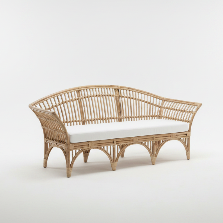 Natural Bangalow Split Cane 3 Seater Lounge | Made To Order