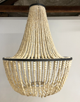 Black + Natural Timber Beaded Chandelier 80cm