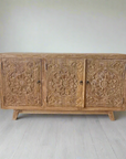 Blossom White Wash Carved Teak Vanity 150cm