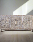 Blossom White Wash Carved Teak Sideboard 180cm