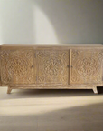 Blossom White Wash Carved Teak Sideboard 180cm