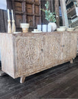 Blossom White Wash Carved Teak Sideboard 180cm