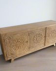 Blossom White Wash Carved Teak Sideboard 180cm