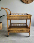 Alani Rattan Bar Cart - Caramel