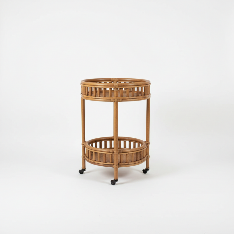 Caramel Halia Round Rattan Bar Cart – Paradise Living Co.