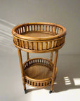 Halia Round Rattan Bar Cart - Caramel