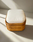 Caramel Midcentury Rattan Foot Stool