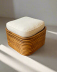 Caramel Midcentury Rattan Foot Stool