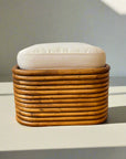 Caramel Midcentury Rattan Foot Stool