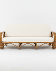 Caramel Pretzel Rattan 3 Seater Lounge - Cream Cushion