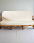 Caramel Pretzel Rattan 3 Seater Lounge - Cream Cushion