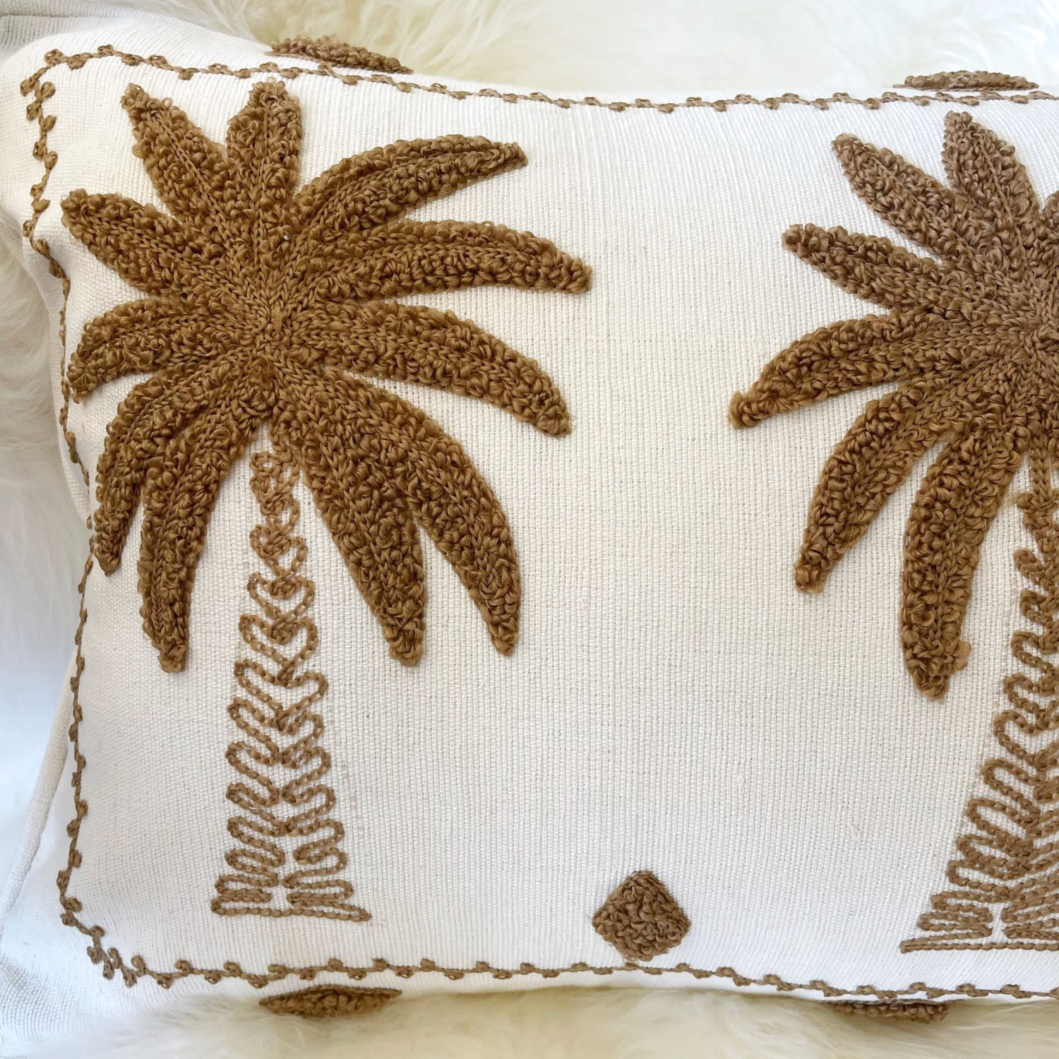Chocolate Ancient Palm Lumbar Cushion  30x50cm