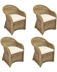 Rattan Curved Grey Arm Chair - Set of 4