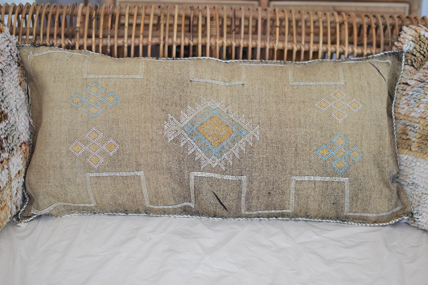 Moroccan Cactus Silk Lumbar Cushion Cover - Light Brown