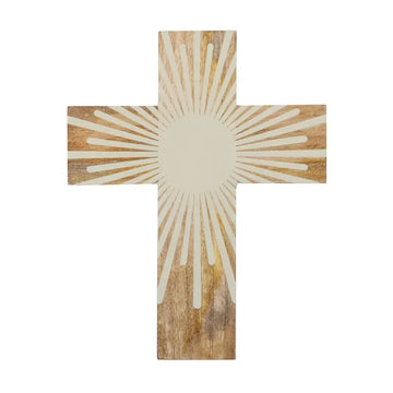 Elio Timber Cross 20x26cm - Natural/Ivory