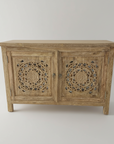 Eden White Wash Carved Teak Vanity - Length 120cm