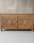 Eden White Wash Carved Teak Vanity 150cm