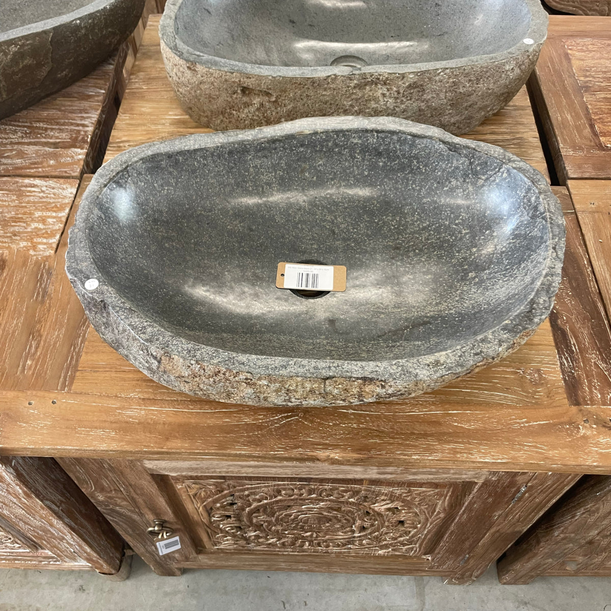 Extra Large River Stone Basin 66 - 57 x 39 x 15cm