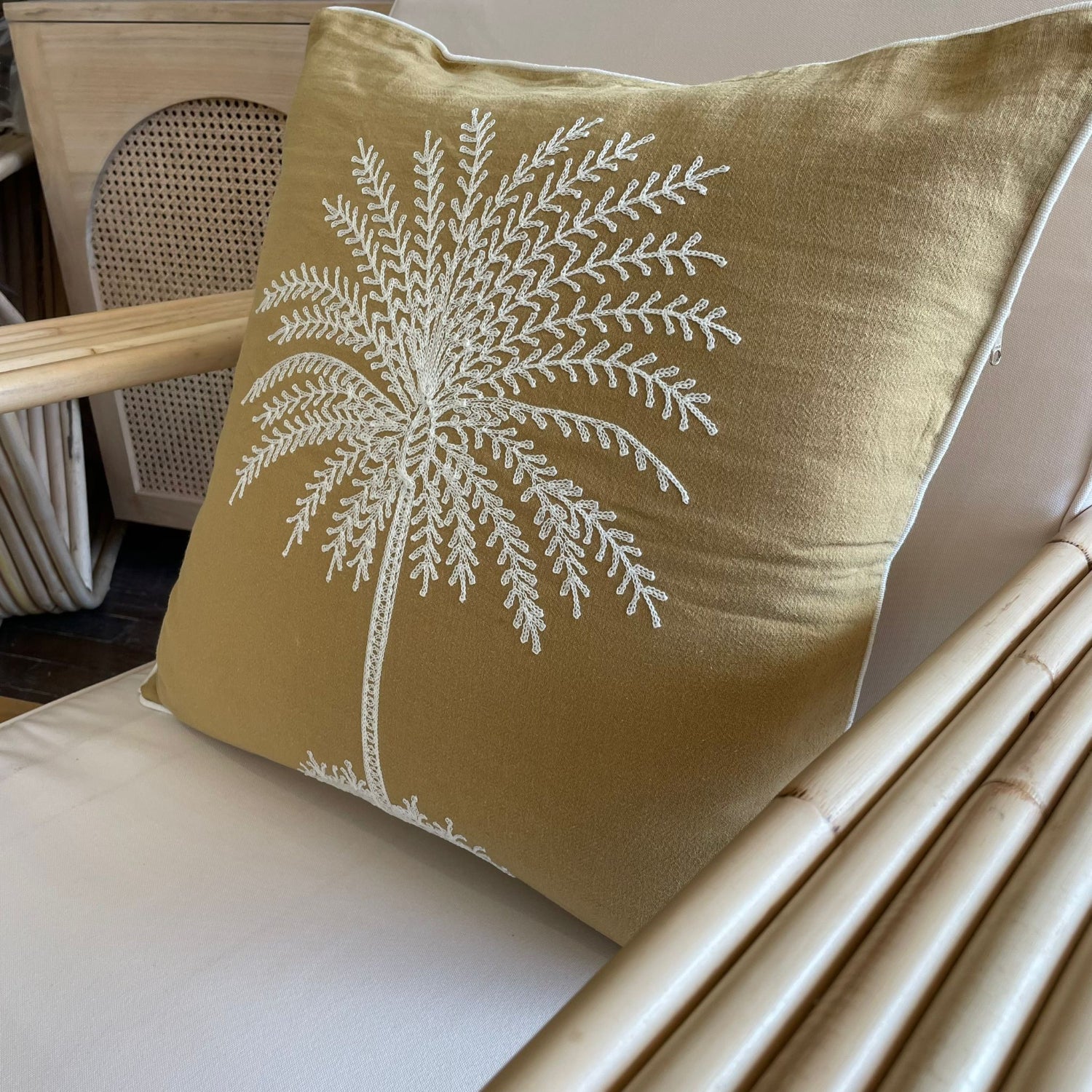 Golden Paradise Palm Cushion 50x50cm