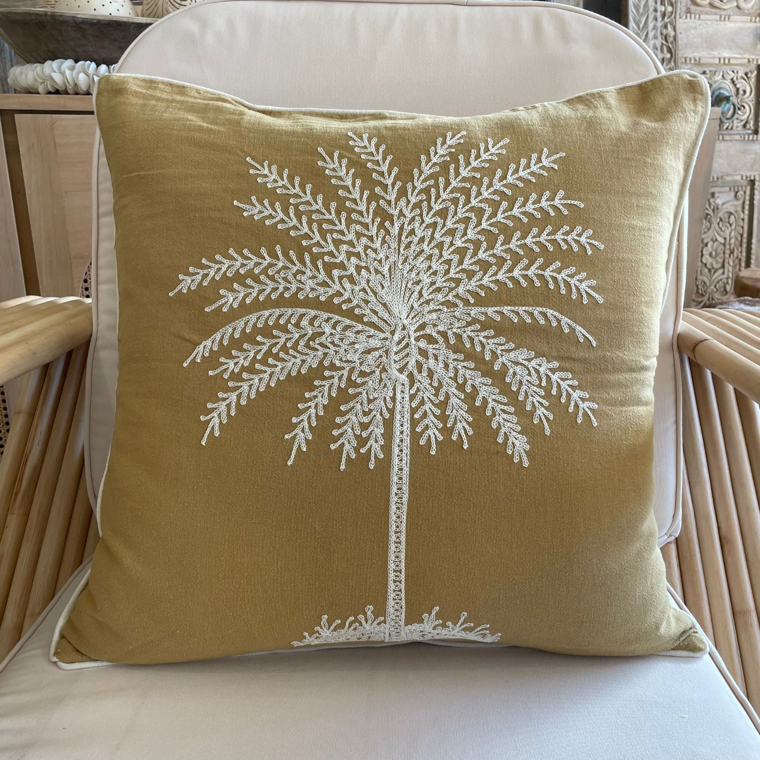 Golden Paradise Palm Cushion 50x50cm