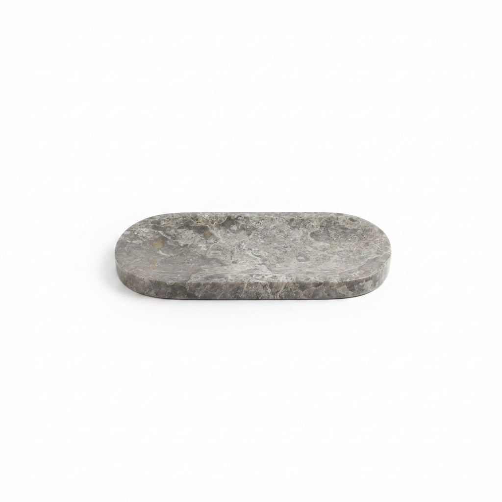 Grey Marble Low Stone Oval Dish