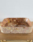 Hammered Rectangle Red Marble Stone Basin 01 - Pre Order
