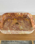 Hammered Rectangle Red Marble Stone Basin 02 - Pre Order