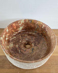 Hammered Round Red Marble Stone Basin 04 - Pre Order