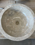 Round Beige Marble Stone Basin 