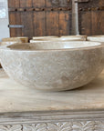 Round Beige Marble Stone Basin 