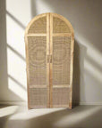 Arch Teak & Rattan Wardrobe - Full Hanging