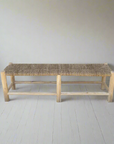 Woven Seagrass & Teak Bench Seat 150cm
