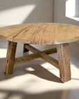 Round Rustic Teak Coffee Table 90cm