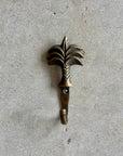 Small Tropical Palm Aged Brass Wall Hook 10cm