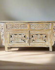 Indah White Wash Carved Teak Vanity 150cm