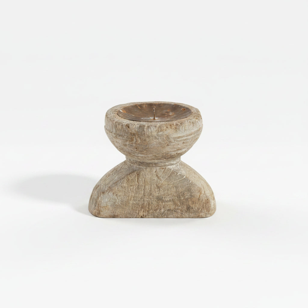 Indian Wooden Seeder Candle Holders