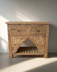 Kalak White Wash Carved Teak Vanity 90cm