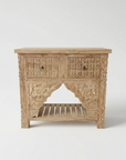 Kalak White Wash Carved Teak Vanity 90cm