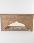 Kalak White Wash Carved Teak Vanity - 180cm Length