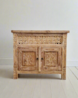 Kediri White Wash Carved Teak Vanity 90cm