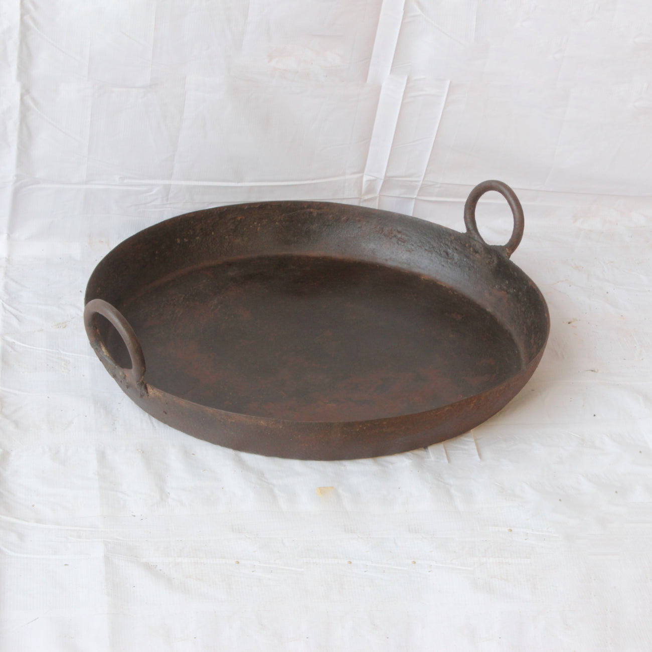 Large Indian Iron Flat Kadai Trays