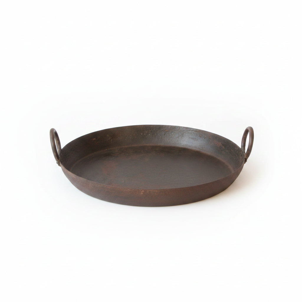 Large Indian Iron Flat Kadai Trays