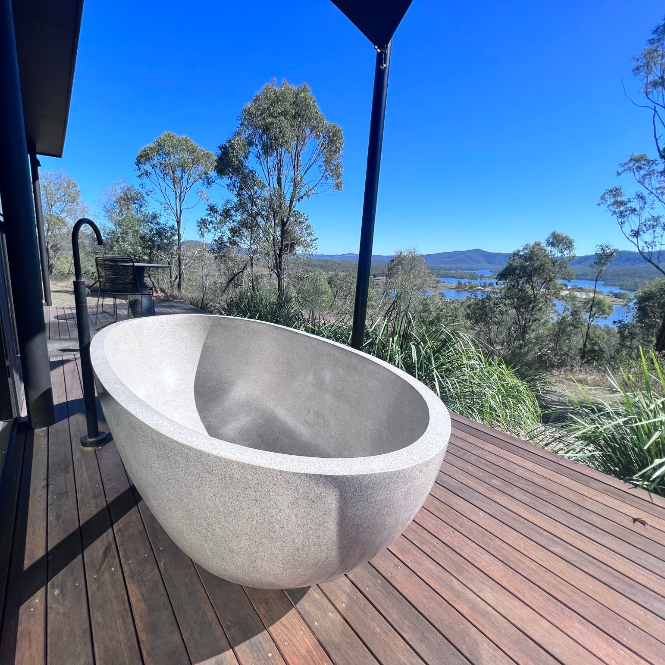 Oval Concrete Terrazzo Stone Bath 1750x900x550mm - Light Grey