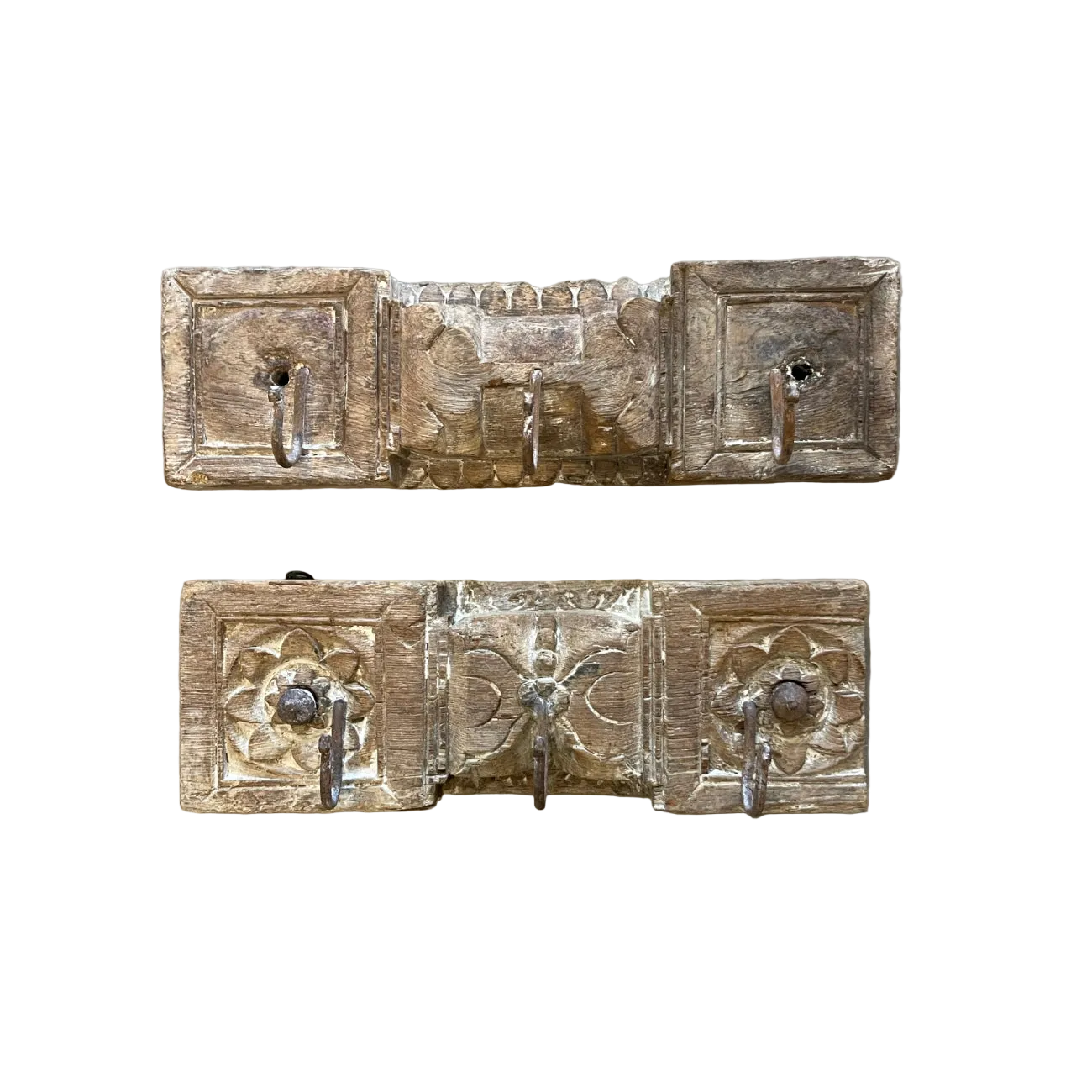 Medium Vintage Indian Timber Wall Hooks