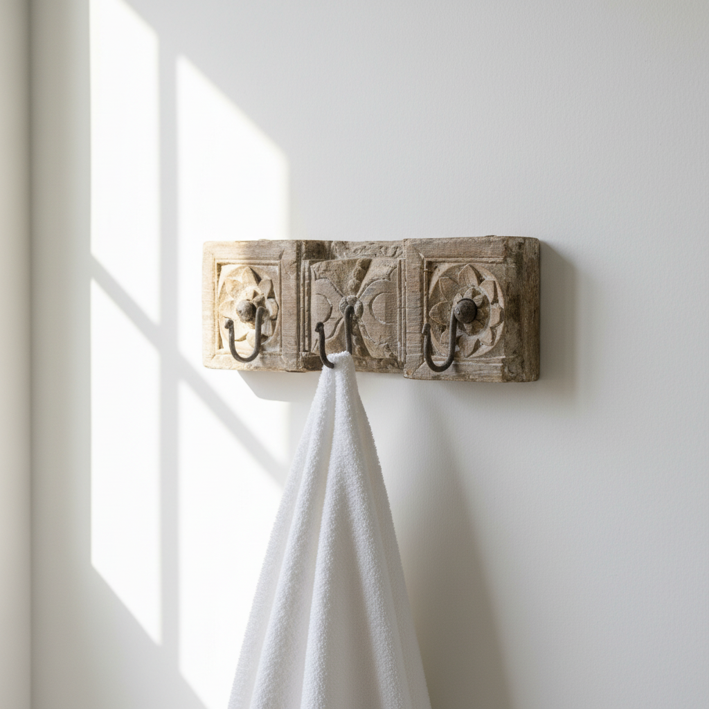 Medium Vintage Indian Timber Wall Hooks