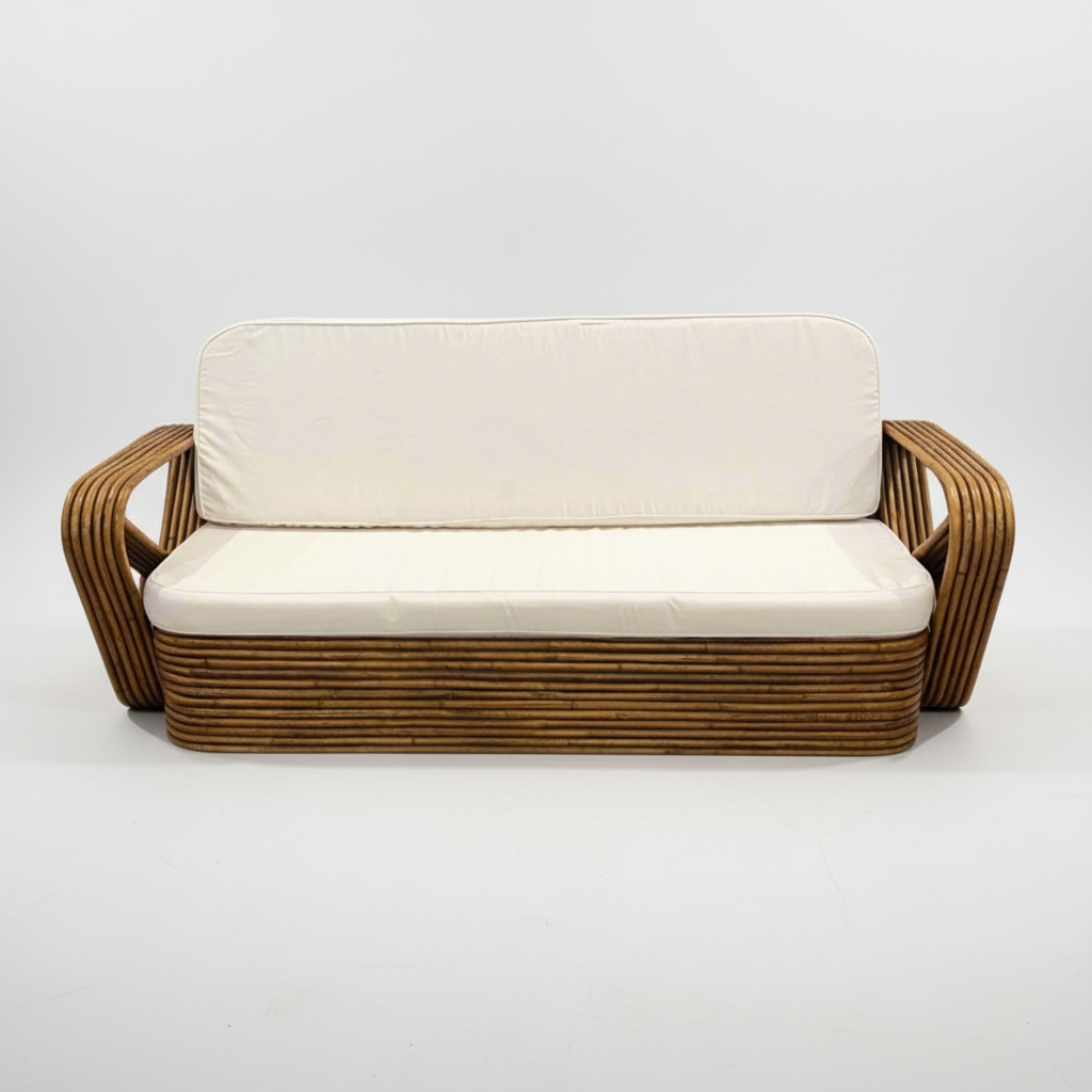 Caramel Midcentury Six Strand Rattan Lounge Suite